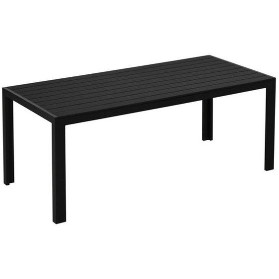 Table Basse Jardin - Aluminium 190x72cm Plateau Polywood Noir Résistante Intempéries Et Moderne Pour Terrasse