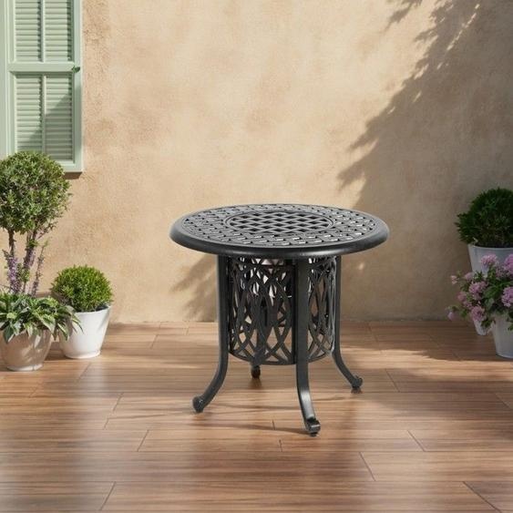 Table Basse Jardin Aluminium - Avec Seau À Glace & Repose-Pieds Réglables - Pour Patio&Extérieur - Moderne - Bronze