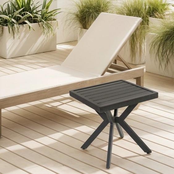 Table Basse Jardin dappoint carrée aluminium résistante intempéries pour terrasse jardin piscine intérieur facile entretien marron