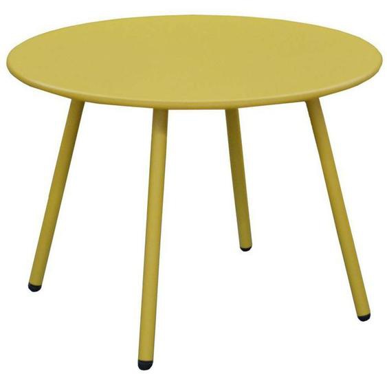 Table basse jardin ronde en acier Rio 50 cm Moutarde