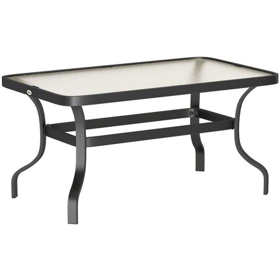 Table Basse Jardin - Table Dappoint Verre Trempé Noir 95x55cm Design Ondulé Pour Salon&terrasse&balcon