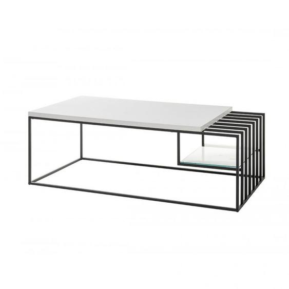 Table basse JULLY blanc mat et métal noir