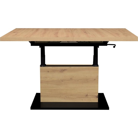 Couchtisch Lift verstellbar, Asteiche Dekor / schwarz - 120/160x56/75x70cm (BxHxT)