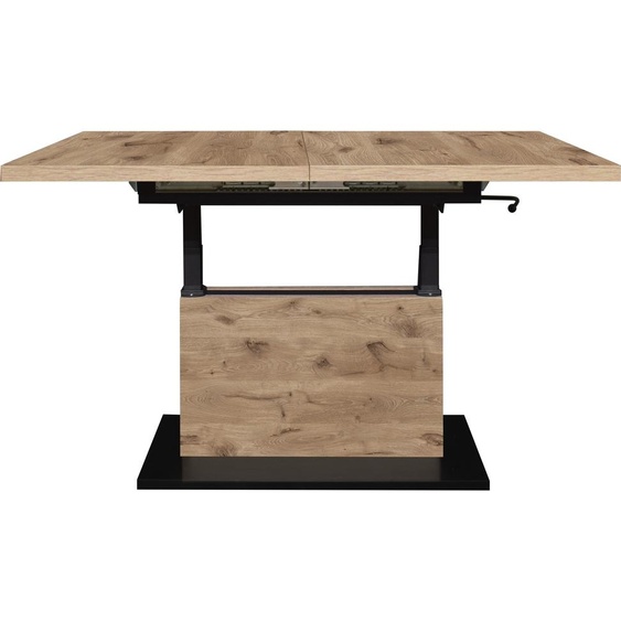 Couchtisch Lift verstellbar, viking oak Dekor / schwarz - 120/160x59/75x60cm (BxHxT)