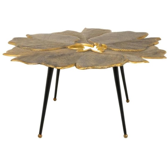 Table basse LOTUSIA dorée 95 cm en aluminium avec plateau forme fleur design