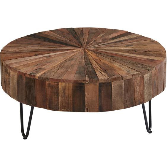 Table basse marron plateau bois recyclé pieds métal D90cm