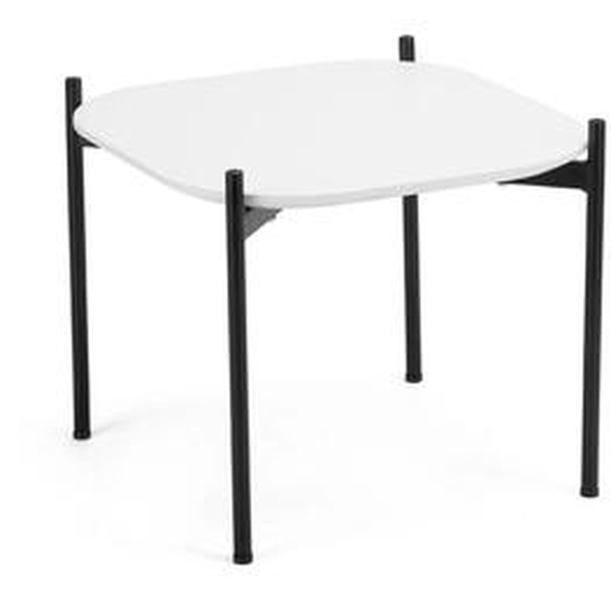 Table basse Meet 50 x 50 cm - Blanc pieds acier Noir