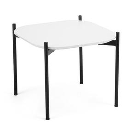 Table basse Meet 50 x 50 cm - Blanc pieds acier Noir
