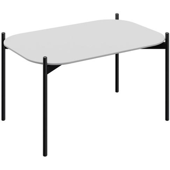 Table basse Meet 75 x 50 cm - Blanc pieds acier Noir