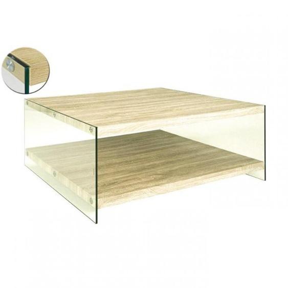 Table basse NINA en verre et chêne clair