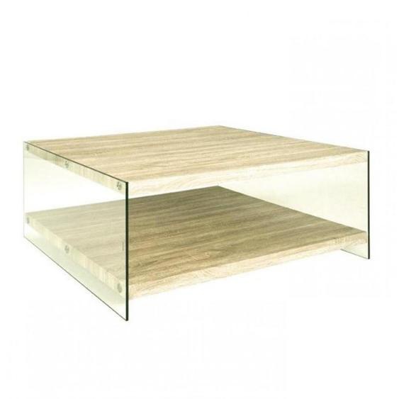 Table basse NINA en verre et chêne clair