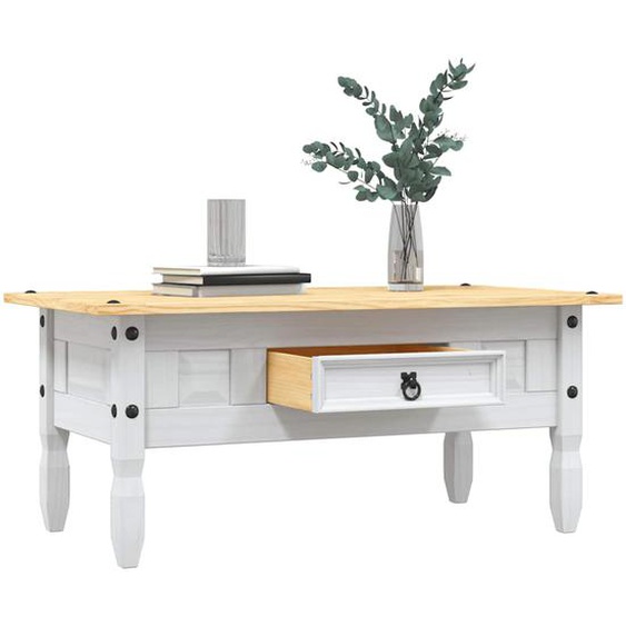 Table basse Pin mexicain Gamme Corona Blanc 100x55x44 cm
