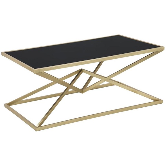 Table basse Piramid en fer doré et verre noir 110x60x45 cm