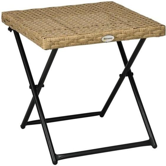 Table basse pliable de jardin - OUTSUNNY - Carré 40x40x40cm - Résine tressée - Métal époxy