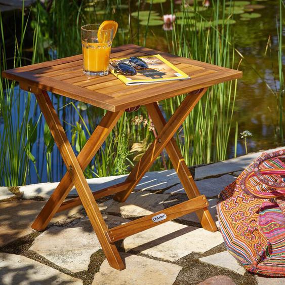 Table basse pliante en bois dacacia 46x46cm Table dappoint pliable pour jardin terrasse Intérieur extérieur - Deuba