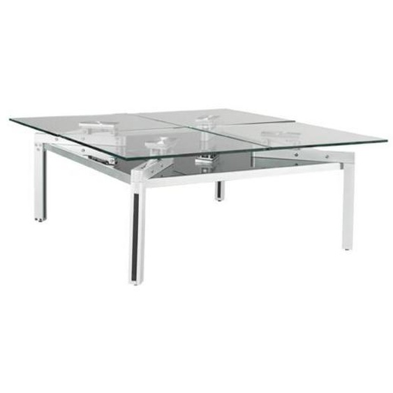 Table basse QUATUOR  verre trempé 12 mm sous plateau plexiglass noir