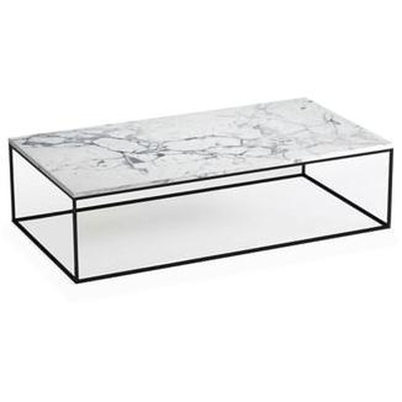 Table basse rect. métal acier noir marbre Mahaut