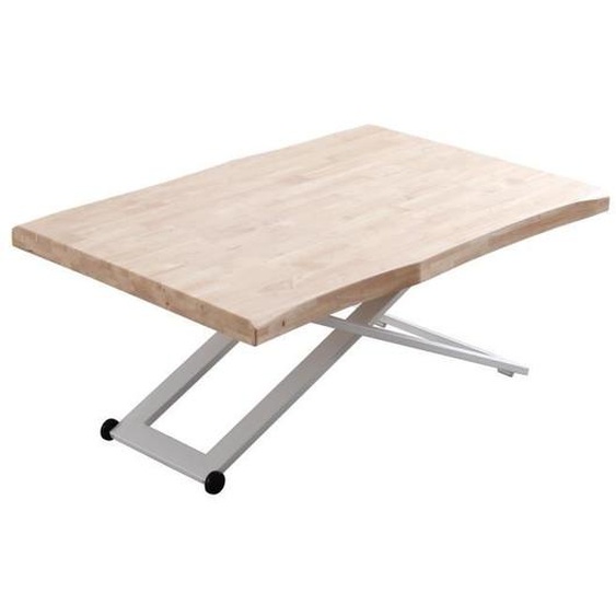Table basse rectangulaire en bois et métal coloris chêne nordiqueblanc - longueur 120 x profondeur 80 x hauteur 49 -76 cm