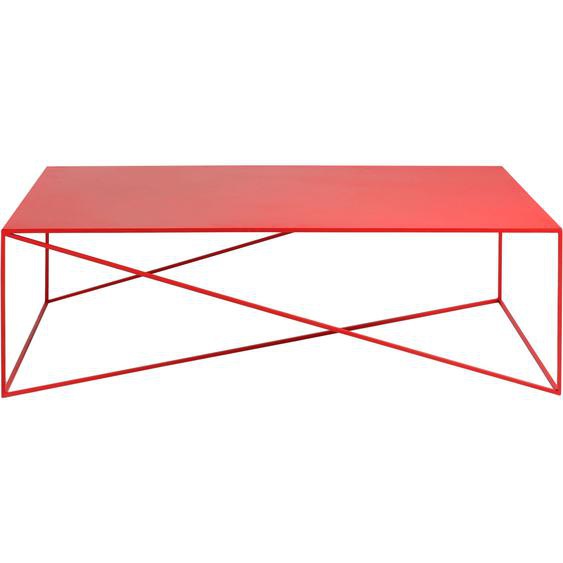 Table basse rectangulaire en métal rouge l140cm