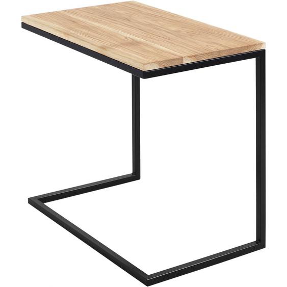 Table basse rectangulaire métal noir et bois chene massif