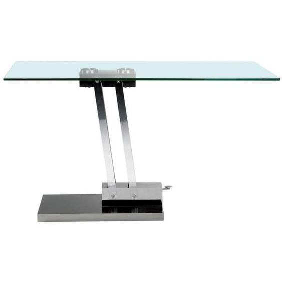 Table basse relevable BRAVO en verre transparent structure chromée