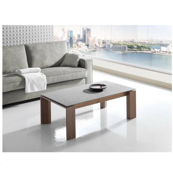 Table basse relevable ECO 115 x 65 x 40 cm  pieds noyer plateau céramique Hidra