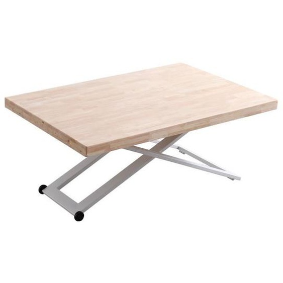 Table basse relevable en bois et métal coloris chêne nordiqueblanc - longueur 120 x profondeur 80 x hauteur 49 -76 cm