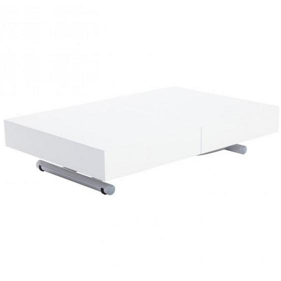 Table basse relevable extensible ALBATROS design blanc brillant