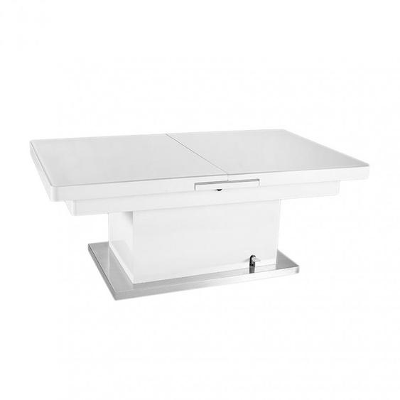 Table basse relevable extensible JET SET blanc brillant