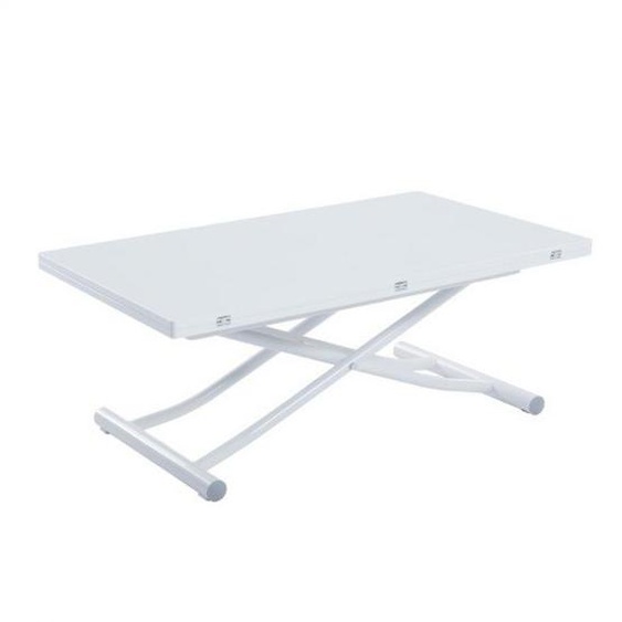 Table basse relevable extensible TRENDY blanc brillant