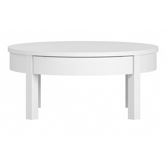 Table basse ronde blanche avec tiroir D80 cm EOLE
