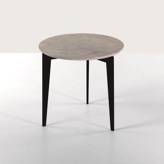 Table basse ronde DALLAS structure métal ardoise plateau marbre gris détrurie