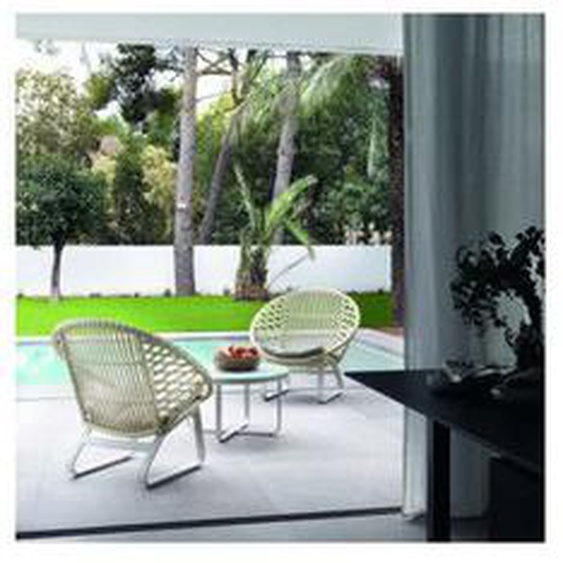 Table basse ronde de jardin Aluminium Blanc - ARRECIFE - L 80 x l 80 x H 45 cm