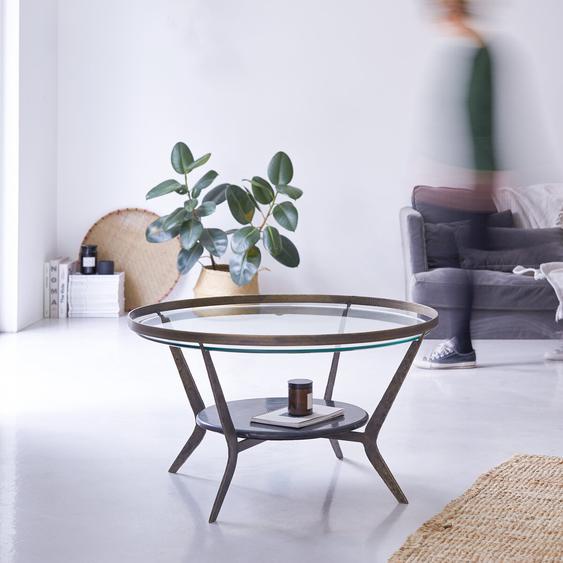 - Table basse ronde en marbre et métal 80 Ambre