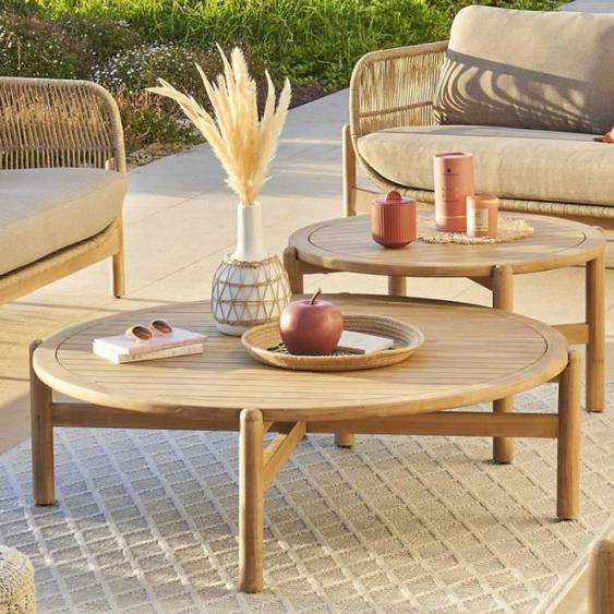 Table basse de jardin ronde Deona 120x38cm en acacia certifié FSC - Hespéride