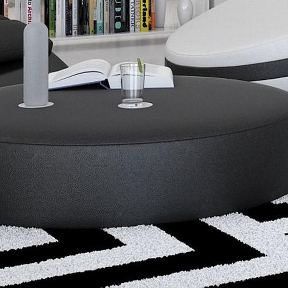 Table basse ronde simili cuir - Austar - Noir