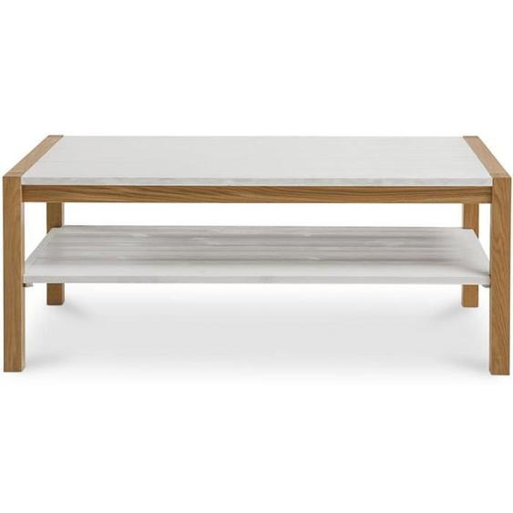Table basse scandinave - BLANCO - Blanco Blanc - Bois de pin et chêne massif - 2 hauteurs - Rectangulaire