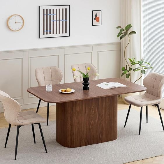 Table basse scandinave - Table de salon rectangulaire en bois massif - Style minimaliste et moderne - 160 x 90 cm - Sans roulettes - Bois foncé, noir