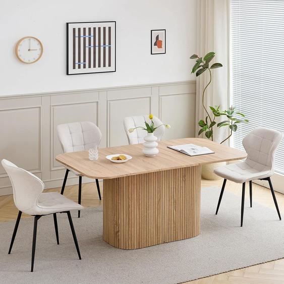 Table basse scandinave - Table rectangulaire en bois 160 x 90 cm - Style minimaliste et moderne - Pour le salon - Structure en bois solide - Teinte claire