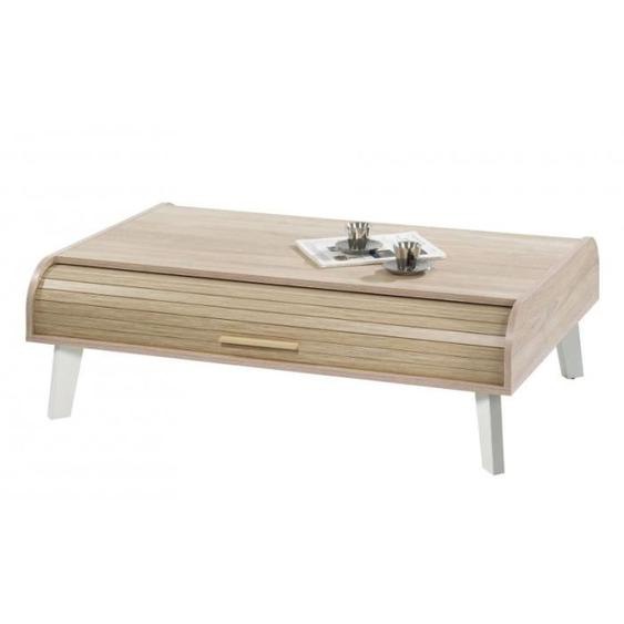 Table basse scandinave Vicky Chêne   Piétement blanc  36 cm