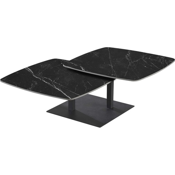 Table basse Sendai 70-120 x 70 x 35 cm - pivotante - métal et pierre - marbre noir