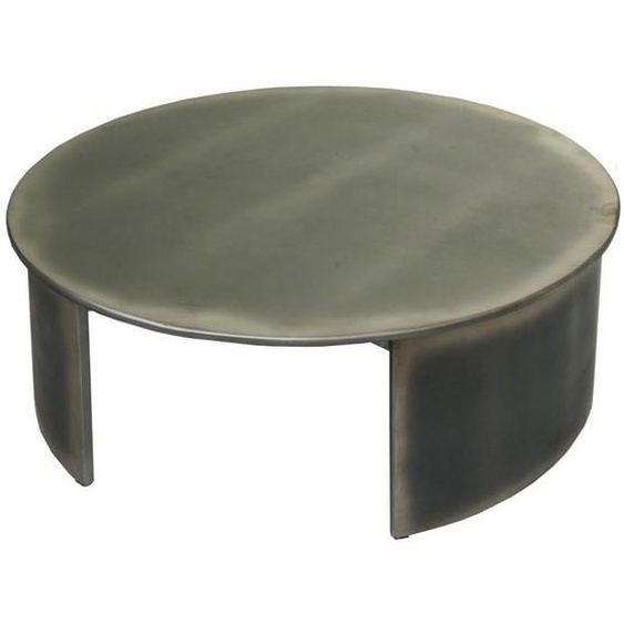 Table basse table d appoint design industriel ronde diametre 80 cm en bois aspect metal brosse 04_0008441