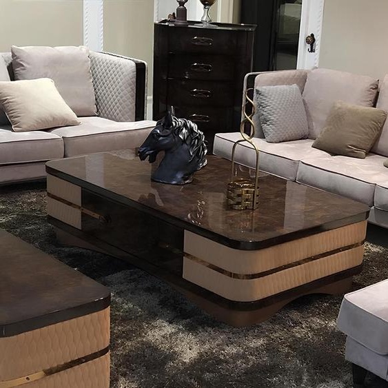 Table basse Table dappoint Designer Tables Salon Canapé Bois noble Cuir Nouveau