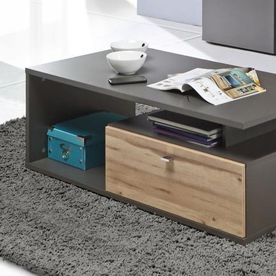 Table basse / Table de salon 120 x 59 cm, gris tungstène / chêne planché