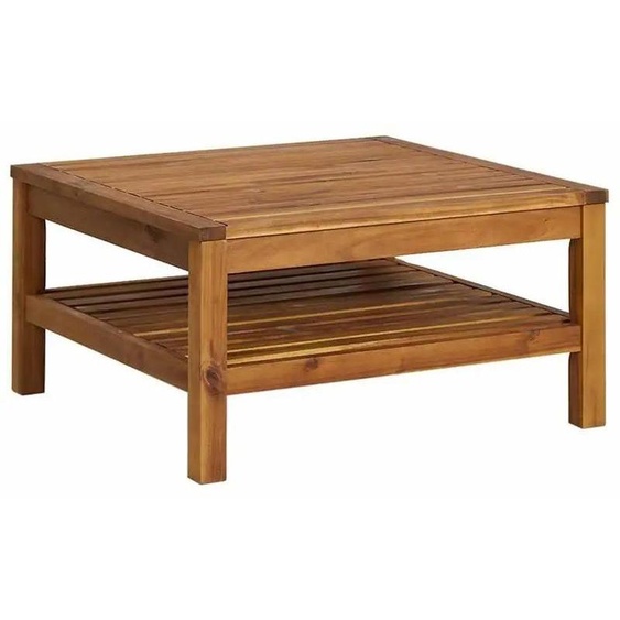 Table basse - Table de salon - Bois dacacia massif - 65x65x35 cm - Carrée - Jaune