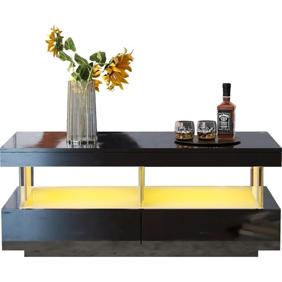 Table basse/table de salon - Moderne, finition brillante - Résistante aux rayures - Durable - Plateau lisse - 100 × 60 × 49,5 cm - Noir