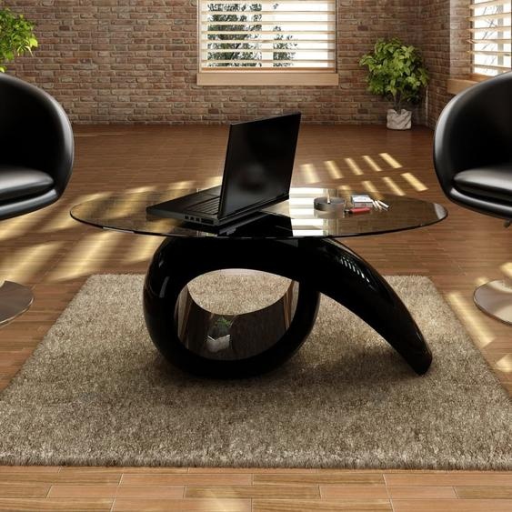 Table basse The Living Store avec plateau ovale en verre noir brillant