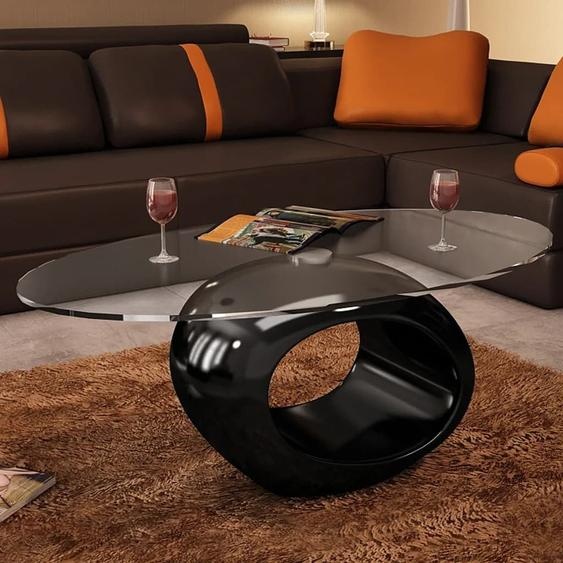 Table basse The Living Store avec plateau ovale en verre noir brillant