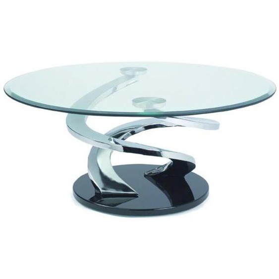 Table basse TORNADE design en verre et piètement chromé