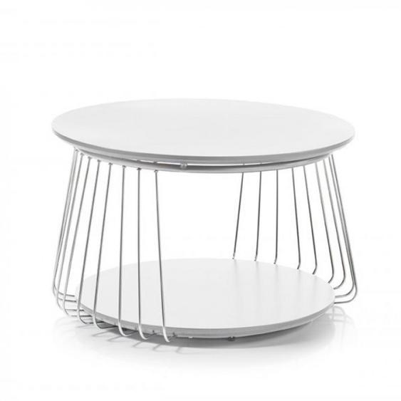 Table basse VELLA 70 cm design laque blanc mat